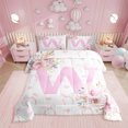thumbnail image 1 of Erosebridal Ensembles de Literie Initiale A-Z de Rêve Très Grand avec Couette, Insert de Couette Lettre Initiale W, Déco Rose Rose, Réversible 3 Pcs, 1 of 8