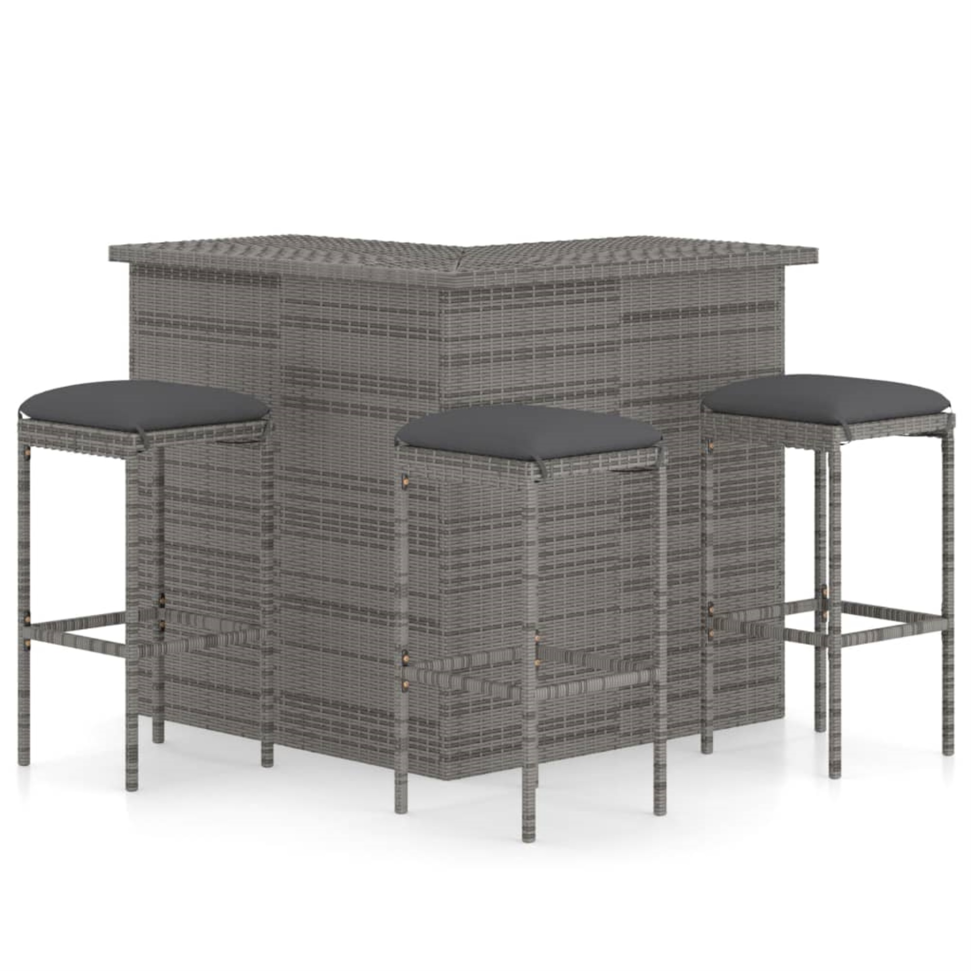 vidaXL Ensemble de Bar de Jardin 4 Pcs avec Coussins en Rotin Gris