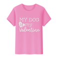 thumbnail image 4 of Tittly T-Shirts pour Femmes T-Shirts Graphiques Saint-Valentin Mon Chien Est Mon Valentin Imprimé Chandail Décontracté Imprimé Col Rond T-Shirt Chandail pour Femme T-Shirt T-Shirts Chemises Hauts pour Femmes Rose Vif G, 4 of 8