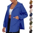 thumbnail image 1 of Sentmoon Womens Lightweight Jackets Plus Size Hooded Neck Long Sleeve Womens Winter Coat Zipper Solid Color Windproof Waterproof Womens Clothes Trendy Fall and Winter for Running and Hiking, 1 of 8