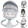 thumbnail image 2 of 5‑Speed Electric Baby Swing with Bluetooth Music, Remote & Timer – Portable Infant Bouncer for Newborns to 12 kg – Memory‑Foam Seat, Silent Motor & 5‑Point Harness (Gray), 2 of 11