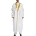 thumbnail image 1 of Pisexur Costume Renaissance pour Homme Robe Musulmane Robe Arabe Mi-Longue Style Long Manches Longues Brodé Col Montant Poche Longue Chemise Mode Décontractée Robe Costume Médiéval, 1 of 5