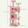 thumbnail image 2 of Pink Multi-Level Cat Tree Tower with Scratching Posts & Condo - 54" Tall Activity Center for Cats - Cozy Plush Platforms & Ramp - Living Room & Bedroom, 2 of 7