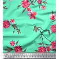 thumbnail image 1 of Soimoi Tissu Popeline de Coton Feuilles et Fleurs Roses Imprimés de Tissu au Mètre 56 Pouces de Large, 1 of 3