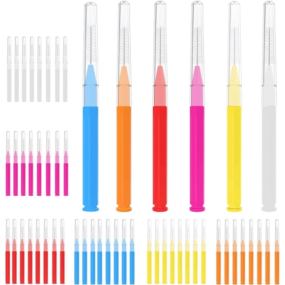 GHSDFBB 48Pcs Interdental Brush Slim Dental Brushes Between Teeth Flossing Brushes Oral Dental Hygiene Brush Dental Floss Brush Gum Floss Pick Dental Toothpicks Flosser Stick Braces Brush To