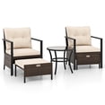 thumbnail image 4 of Gymax Set of 5 Furniture Set Rattan Chairs & Ottomans w/ Glass Topped Coffee Table Patio Off White, 4 of 4