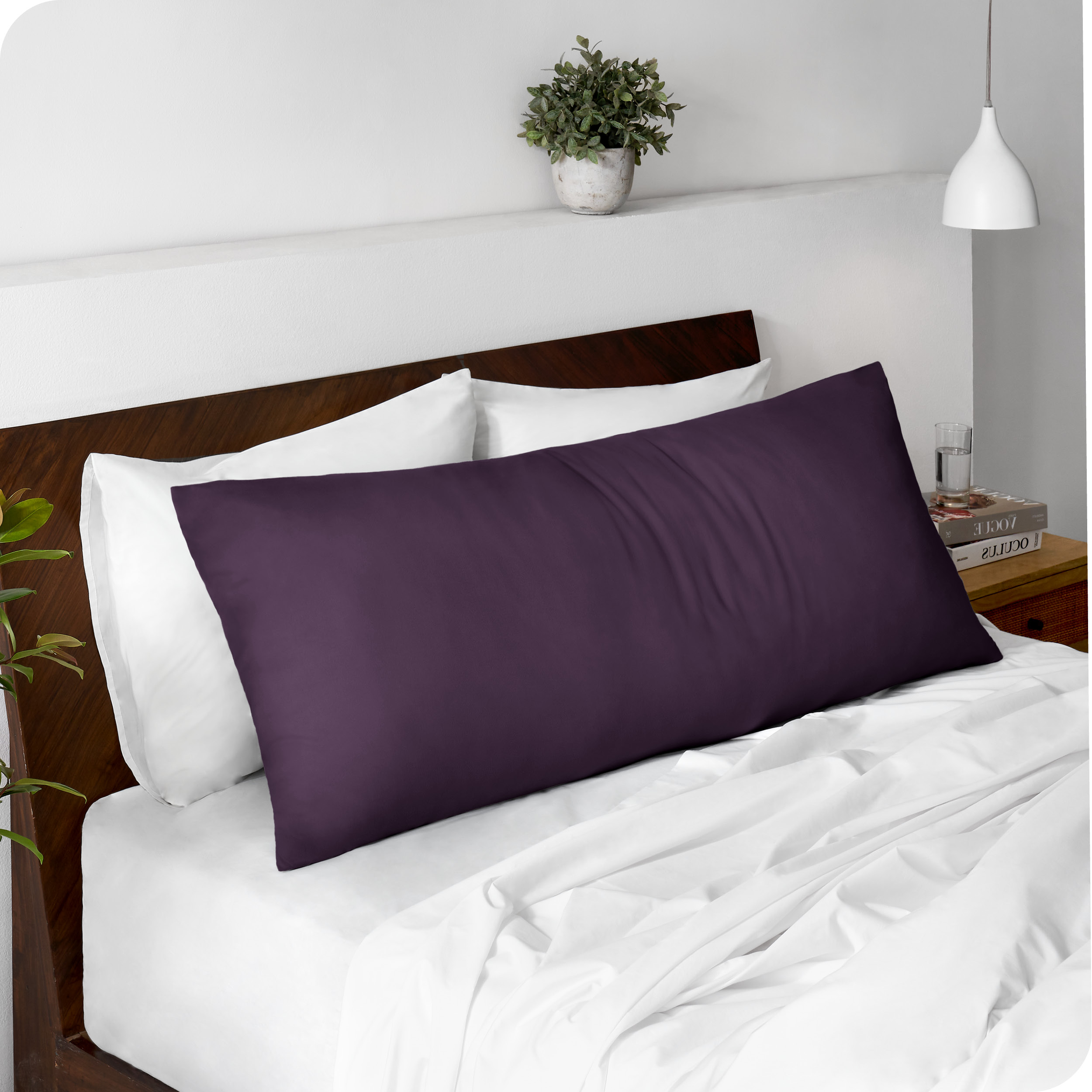 Bare Home Body Pillowcase - Zipper Closure - Ultra Soft - Double Brushed - Plum