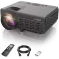 thumbnail image 1 of Mini Projector, Asnish Portable Bluetooth Projector Home Theater with 50000 Hrs LED Lamp Life, Full HD 1080P Supported , Compatible with TV Stick, Switch, Laptop, PS5,TF, USB, VGA, HDMI (Black), 1 of 7