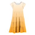 thumbnail image 4 of FhsagQ Robes Filles Été Dégradé Col Rond Manches Volantées Ligne à Étages Robe Décontractée Respirante Confortable Robe Ludique pour Enfants Tout-Petits Fête d'Anniversaire Tenue Quotidienne Jaune 8-9 Ans, 4 of 5