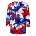 thumbnail image 4 of Frostluinai Chemises pour Femmes Chemises Rouges Blanches et Bleues Manches 3/4 Col Ras du Cou Hauts du 4 Juillet Grande Taille T-Shirts Graphiques de la Fête de l'Indépendance, 4 of 5