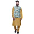 thumbnail image 1 of Atasi Traditional Mens Dupion Silk Kurta Pajama Set With Nehru Jacket Men Wear, 1 of 3