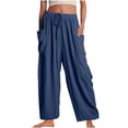 thumbnail image 1 of Yuyuzo Women's Wide Leg Elastic Waist Drawstring Lounge Pants with Pockets, Solid Color, 2X-Large, 1 of 7