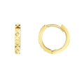 thumbnail image 1 of 14K Yellow Gold Diamond Cut Round Huggie Hoop Earrings, 12mm, 1 of 2
