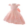 thumbnail image 2 of RXIRUCGD une Robe Mignonne à Manches Longues de Couleur Unie avec une Robe de Princesse et une Robe à Manches Longues à Col Rond Taille Mi-Haute pour une Jeune Fille, Rouge Melon D\'eau, Taille : 130, 2 of 8