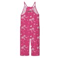 thumbnail image 5 of Girls Overall Bow Print Summer Rompers for Girls Spaghetti Strap Overalls with Side Pockets Preppy Clothes 4-5 Y, 5 of 5
