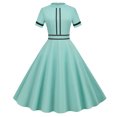 thumbnail image 1 of Robe d'Été pour Femmes 2024 Mode Grande Taille Vente Chaude Modèle Explosion Couleur Vintage Manches Courtes Col Montant Ourlet de Fête Robes Rabais de 50 % Liquidation!, 1 of 6