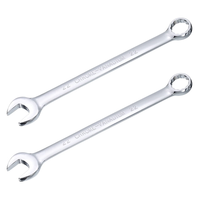 Lot de 2 Clé Combinée 22 mm avec Extrémité Décalée à 12 Points et Extrémité Ouverte Inclinée
