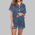 thumbnail image 2 of Yuyuzo Pajama Sets for Women 2 Piece Short Sleeve Button down Shirts Lounge Sets Color Block Soft Pj Sets, 2 of 4