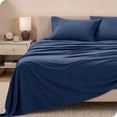 thumbnail image 3 of Bare Home Cozy Fleece Sheet Set - Extra Plush Polar Fleece - Deep Pocket - Split Head Flex King, Dark Blue, 3 of 9