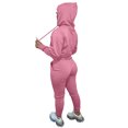thumbnail image 4 of MAWCLOS Ladies Two Piece Outfit Drawstring Tracksuit Sets Long Sleeve Jogger Set Straight Leg Sports Hooded Neck Sweatsuits Pink 2XL, 4 of 4