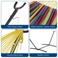 thumbnail image 3 of Hamac avec Support – Acier Réglable Robuste pour 2 Personnes – Capacité de 500 lb – Polyester Coton Portable – Sac de Transport Imperméable – Patio, Jardin, Camping et Balcon – Rayures Arc-en-Ciel Jaunes, 3 of 5
