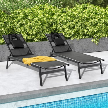 Gymax 2 Pieces Patio Sunbathing Lounge Chair w/ Face Hole & Detachable Head Pillows Poolside