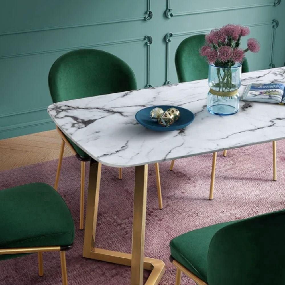 Heavenly Collection White Marble Table Dining Table