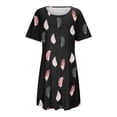 thumbnail image 5 of Ketyyh-chn99 Ensemble de Pyjama pour Femme Chemise de Nuit à Manches Courtes Imprimée Col Rond Mignonne Nuisette Confortable Robe de Nuit Noir,G, 5 of 5