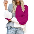 thumbnail image 1 of Pisexur Chandails pour Femmes Tendance Manches Longues Col Rond Chandails Décontractés Patchwork Colorblock Chandails d'Automne Blouse Hauts Chandail Ample Surdimensionné Chandails pour Femmes, 1 of 3