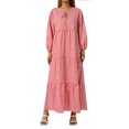 thumbnail image 1 of Kmbangi Robe Longue pour Femmes à Imprimé Géométrique, Col en V, Manches Longues Bouffantes, Coupe Ample, Robe Mode pour le Printemps et l'Été, 1 of 9