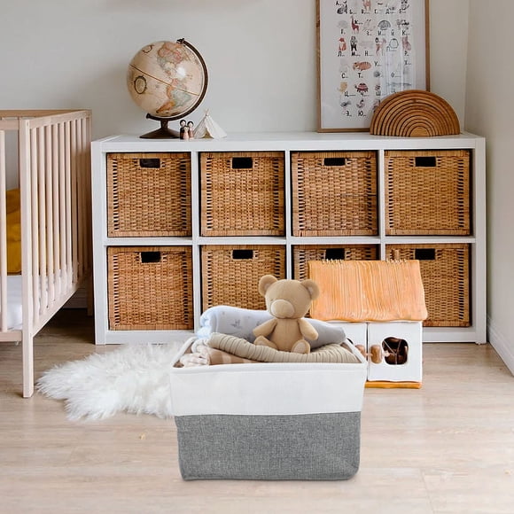 Linen Storage Basket, Foldable Fabric Storage Bin, Lidless Toy Storage Box, Open Top Clothing Organizer Basket for Shelves, Decorative Collapsible Storage Box for Home