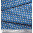 thumbnail image 1 of Soimoi Blue Rayon Fabric Hearts & Owl Bird Print Fabric by the Yard 42 Inch Wide, 1 of 5