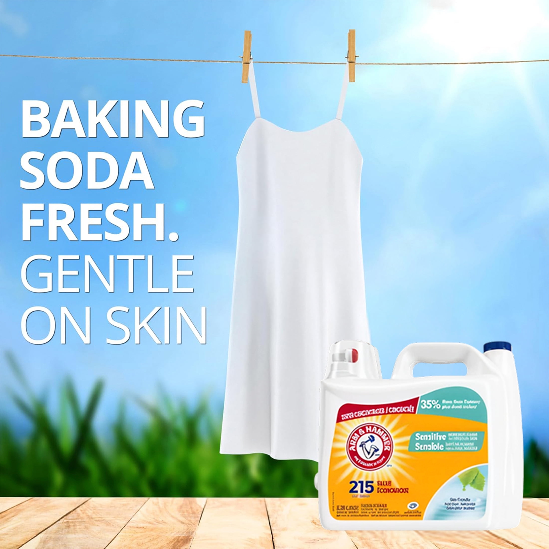 Arm & Hammer Sensitive Skin Liquid Laundry Detergent, Fresh Scent, 215 Loads