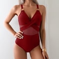 thumbnail image 1 of FcBaudy Womens Swimsuits One Piece Swimsuit Women Plus Size Swimsuit for Women Tankini Swimsuits for Women Women Summer Bikini Solid Color Mesh Patchwork Hollowed Out Swimsuit Women Swimsuit, 1 of 5