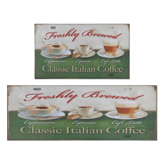 Coffee Mug Farmhouse Design Style Kitchen Rug Non Skid Non-Slip, Absorbent Mats Set Of 2 for Sink Waterproof Runner Rug for Laundry Room,kitchen Mats 17.7x24+17.7x48inch