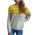 thumbnail image 2 of EGNMCR Chandail à Col Rond Mode Femme Automne Hiver Tricoté Ample Blouse à Manches Longues Chandail à Col Rond Chandail Femme Chandail, 2 of 5