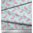 thumbnail image 2 of Soimoi Green Heavy Satin Fabric Flamingo Bird Fabric Prints By Yard 54 Inch Wide, 2 of 3