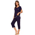 thumbnail image 3 of MINTLIMIT Ensembles de Pyjama Unis pour Femmes, Hauts à Manches Courtes et Pantalons Capri, 3 of 4