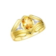 thumbnail image 4 of RYLOS Men's Rings Yellow Gold Plated Silver Rings Classic Designer Style 9X7MM Gemstone &  Diamond Ring Citrine November Birthstone Rings For Men Size 10, 4 of 7