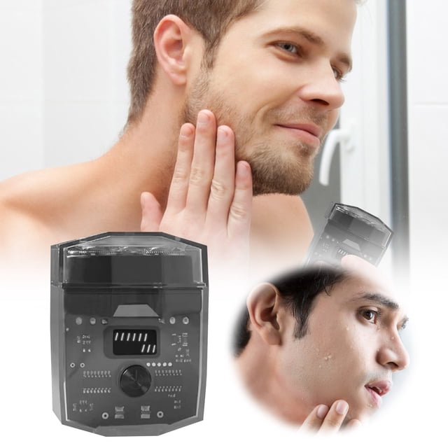 Transparent Double Head Shaver Men's High Power Digital Display Shaver Rechargeable Portable Small Steel Mini Transparent Body Double Head Shaver