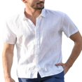 thumbnail image 1 of MesaSe Chemises en Lin à Manches Courtes pour Hommes, Décontractées et Amples, 1 of 4