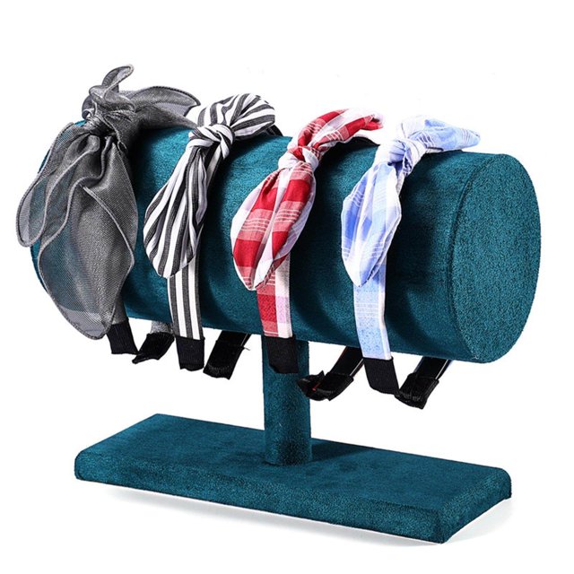 pitrice Sturdy Hairband Display Stand Soft Flocking for Bracelet Jewelry Necklace Dark Green