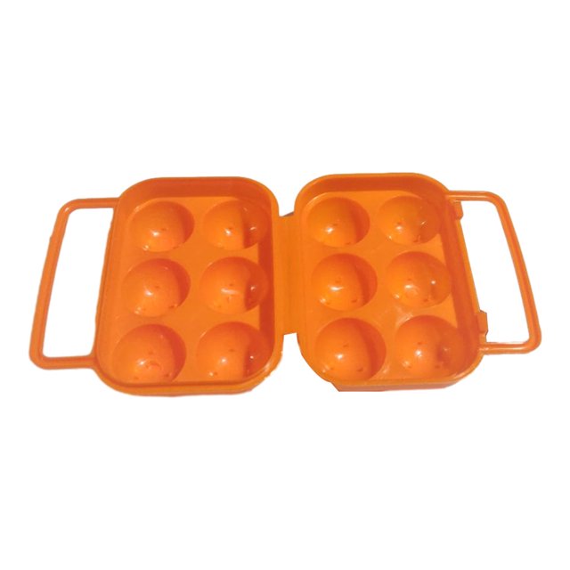 QualitChoice Portable Carrier Egg Tray Storage Box Holder Camping 6/12 Eggs Container orange 6grid 1Set