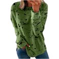 thumbnail image 1 of IROINID Liquidation Hauts pour Femmes Grande Taille Imprimé Manches Longues Confortable Respirant T-Shirt à Col Rond Hauts, Vert, 1 of 8