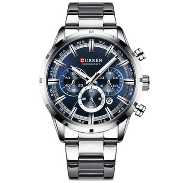 CURREN 8355 Luxury Business Quartz Men Watch 3ATM Waterproof Large Case Big Dial Luminous Wrist Watch Calendar Minute Second Chronograph 24-hours Three Sub-Dials Wristwatch with Alloy Strap