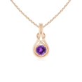 thumbnail image 1 of Angara Collier en Améthyste Naturelle - Pendentif Solitaire en Améthyste Ronde Nœud Infini en Or Rose 14 K pour Femmes, 1 of 8