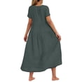 thumbnail image 4 of AherBiu Robes Fluides pour Femmes 2024 Été Robe Maxi à Col Rond Ample à Étages à Manches Courtes Longue Robe, 4 of 6