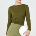 thumbnail image 4 of Hvobtty Longues Chemise à Manches pour Femme à Col Rond, Haut à Col Rond Uni Ample Décontracté de Sport à Manches Longues Roulées, Haut de Sport à Manches Longues, Haut à Manches Longues, Haut/chemise à Col Rond, 4 of 4