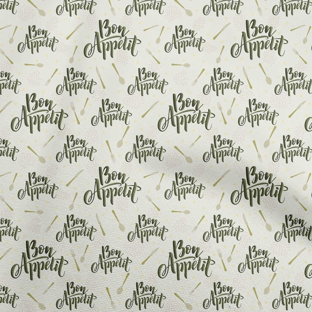 oneOone Cotton Silk Olive Green Fabric Text Craft Projects Decor Fabric Printed By The Yard 42 Inch Wide