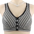 thumbnail image 2 of Timegard Front Closure Bras for Women Striped Wireless Full Coverage Wide Strap Comfortable Everyday Bras, 2 of 5